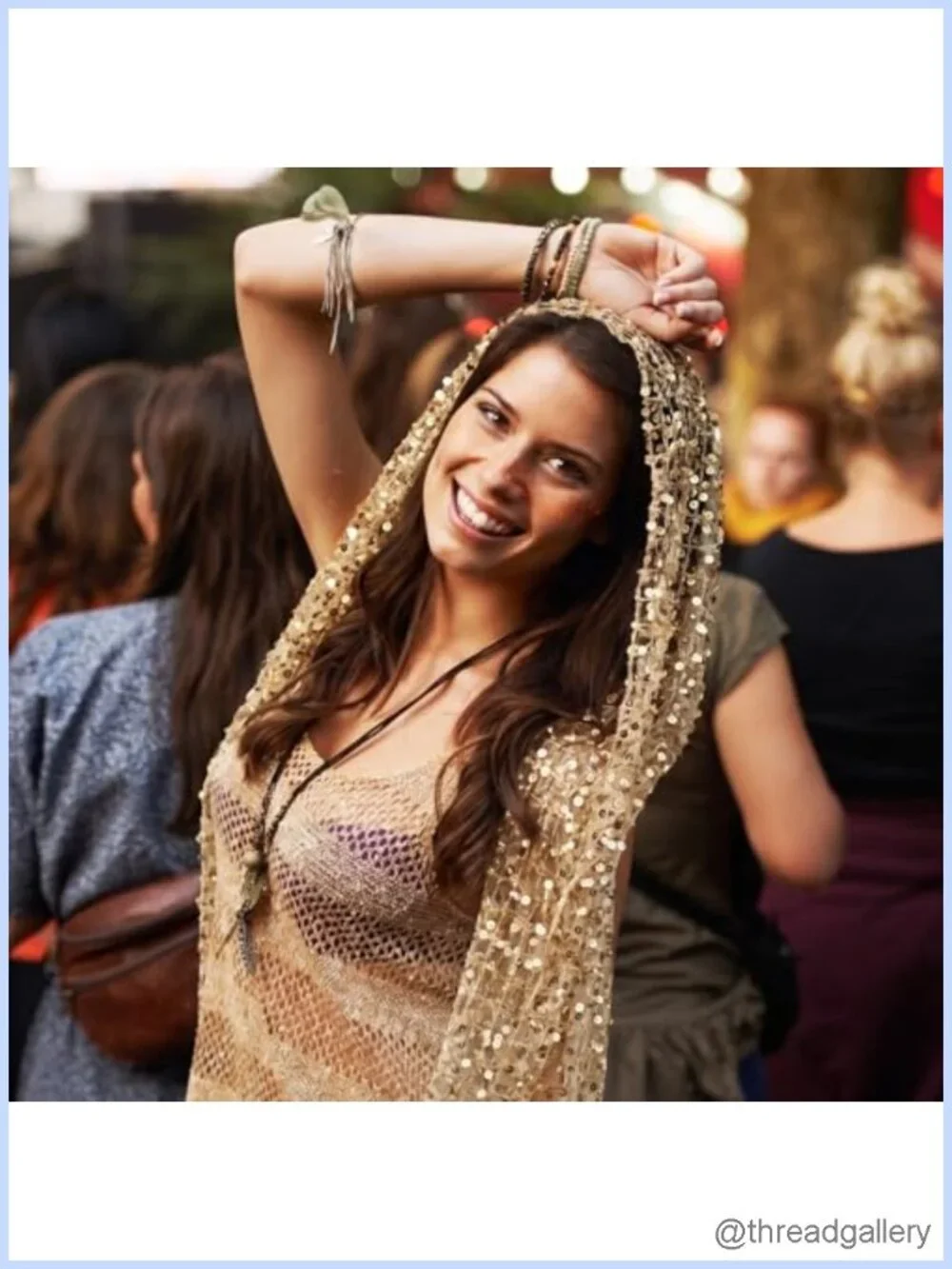 Festival Accessories Set: Sequin Hood Scarf with Face Gems & Glitter Stickers